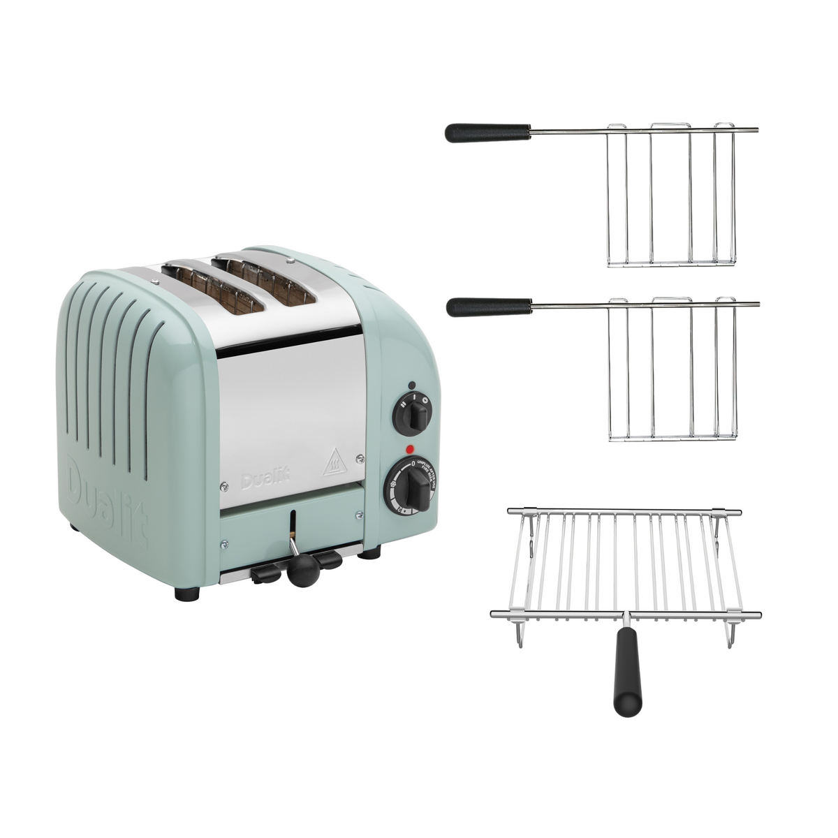 Dualit Toaster Paket 3, 2er Toaster mit Brötchenaufsatz und zwei Sandwichzangen