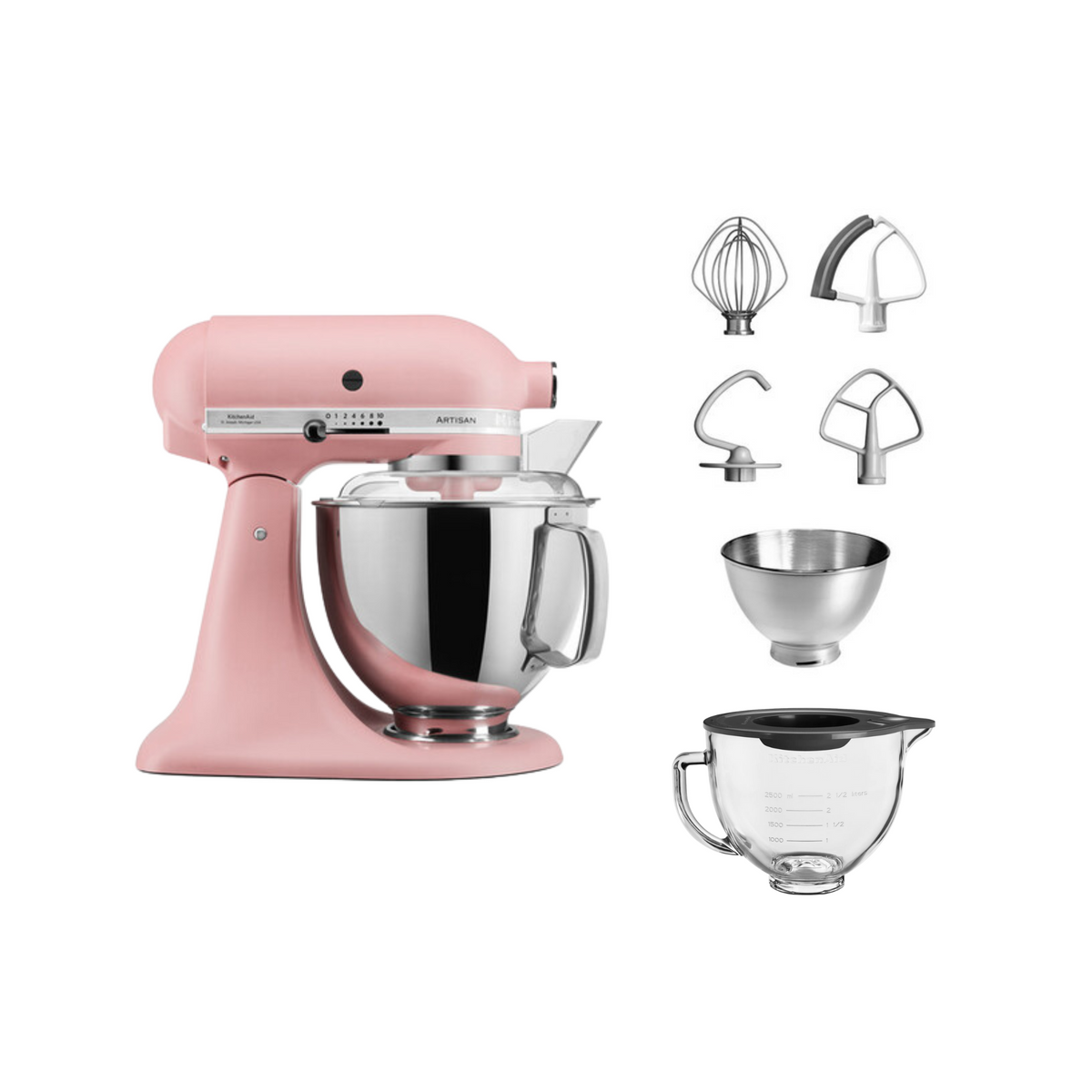 KitchenAid 4,8 L 5KSM175 Artisan Küchenmaschine Glasset mit Glasschüssel