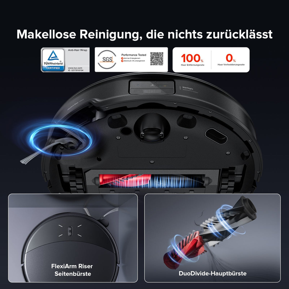 Roborock Saros 10R Saugroboter mit Wischfunktion & angebbarem Wischmopp