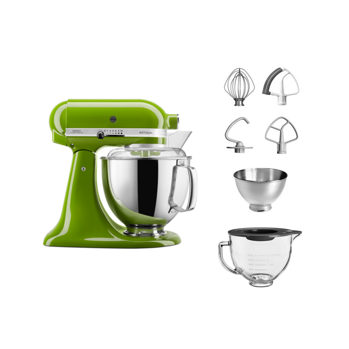 KitchenAid 4,8 L 5KSM175 Artisan Küchenmaschine Glasset mit Glasschüssel