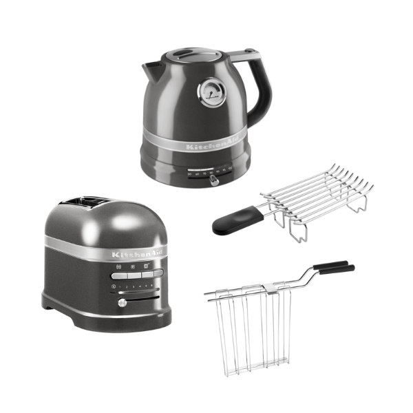 KitchenAid Artisan Frühstücksset inkl. Wasserkocher 5KEK1522, 2 Scheiben Toaster 5KMT2204 und Brötchenaufsatz