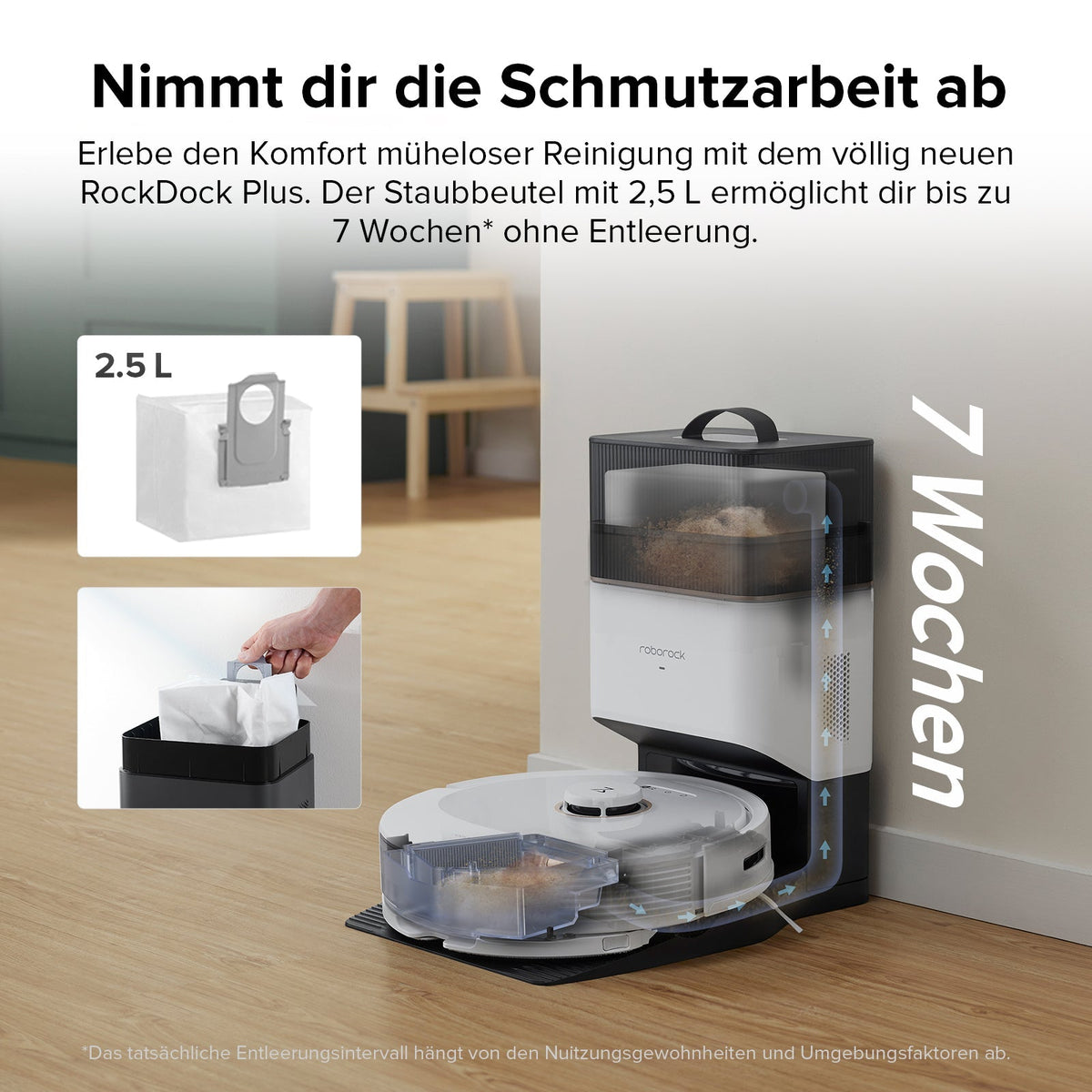 Roborock Q8 Max+ Saug- und Wischroboter mit Auto-Entleerungsstation