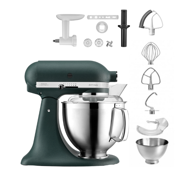 KitchenAid 4,8 L 5KSM185 Artisan Küchenmaschine Cookielover Artisan Fleischwolf+Spritzgebäck+Flexirührer