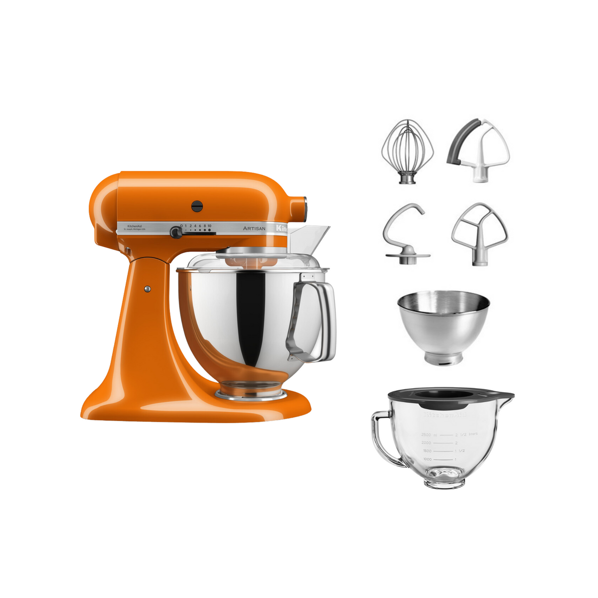 KitchenAid 4,8 L 5KSM175 Artisan Küchenmaschine Glasset mit Glasschüssel