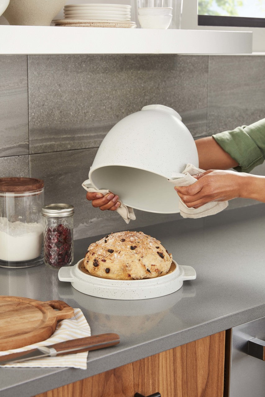 KitchenAid Brot-Backschüssel 5KSM2CB5BGS Grey Speckle mit KitchenAid Brotmesser KKFTR8BRWM+ Rezeptbuch Brot&Brioche