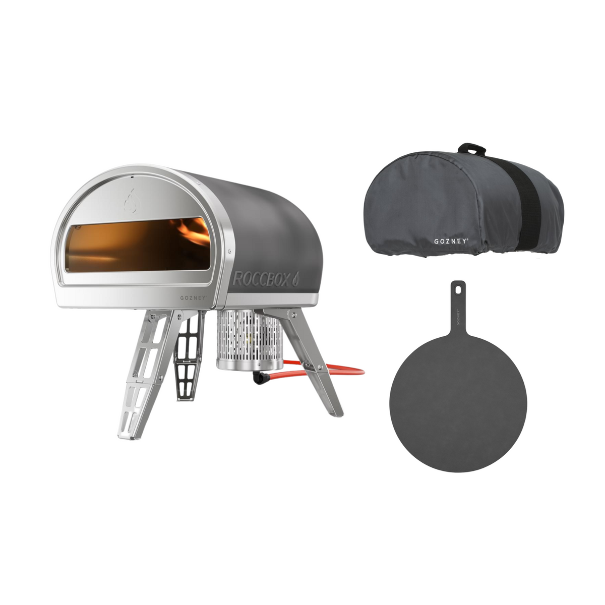 Gozney Roccbox Pizzaofen Set mit Abdeckhaube und Servierteller