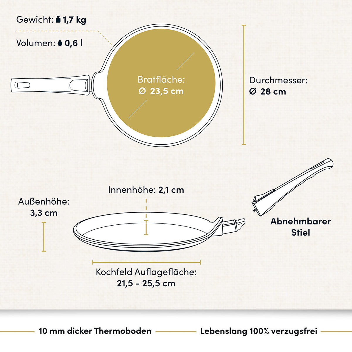 Aluguss Crêpespfanne Flach 28 cm